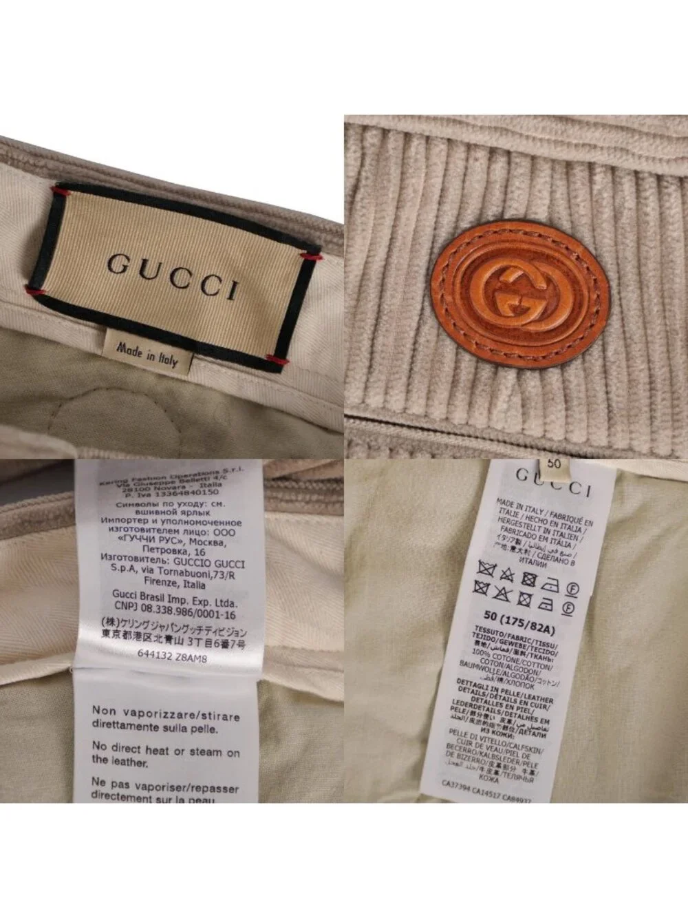 Gucci Pants Long Corduroy Cotton Bottom